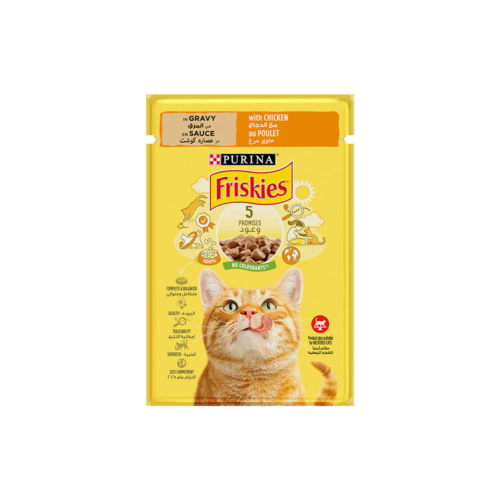Purina Friskies Chicken Chunks in Gravy Wet Cat Food Pouch 85g