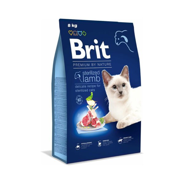Brit Premium Stereilised Adult Cats Dry Food - Lamb 8kg