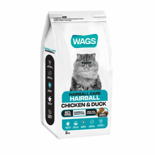 Wags Hairball Chicken& Duck 2Kg Wags Hairball Cats Dry Food with Chicken & Duck - 2Kg