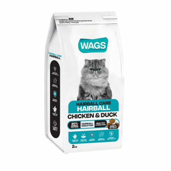 Wags Hairball Cats Dry Food with Chicken & Duck - 2Kg