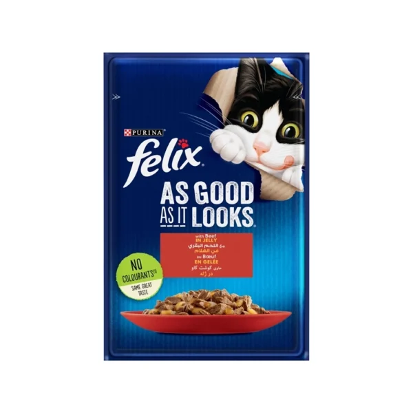 PURINA FELIX As Good as it Looks Beef in Jelly Wet Cat Food Pouch 85g