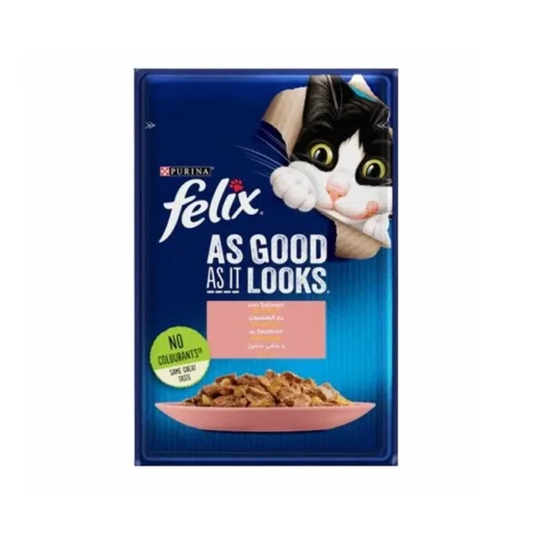 PURINA FELIX As Good as it Looks with Salmon and Green Bean Wet Cat Food Pouch 85g